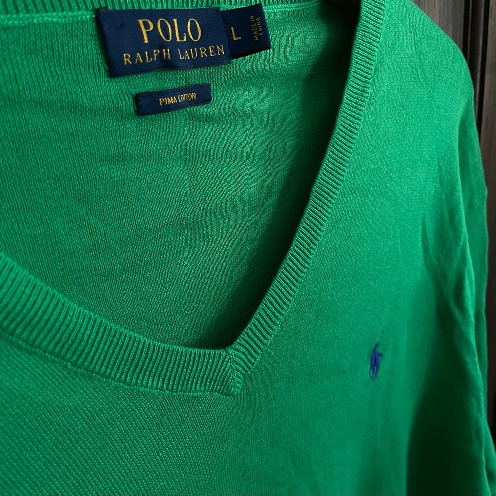 POLO Ralph Lauren Pima Cotton V-Neck Sweater - Picture 3 of 5